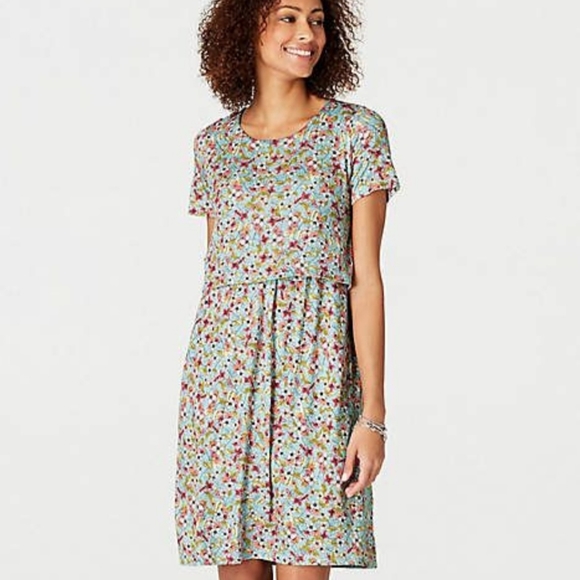 J. Jill Dresses & Skirts - J.JILL Floral Blutint Spring Jersey Layered Dress